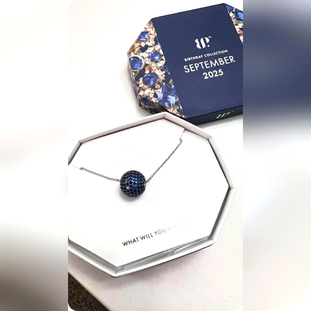 BP NK81718 Beyond Turning The Tide Blue Sapphire On Rhodium &Hematite Necklace